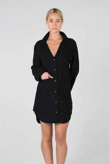 Light Gray The Essential Linen Shirt - Black Black / S/M,Black / M/L,Black / XL