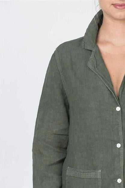 Dim Gray The Essential Linen Shirt - Khaki Khaki / S/M,Khaki / M/L