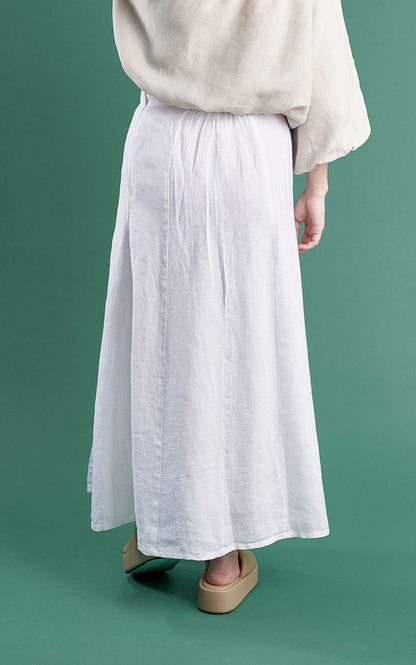 linen maxi skirt with split white