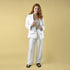 white linen blazer with reversible natural cuffs