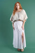 linen maxi skirt with split white