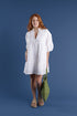 tiered mini dress with tie up neck in white