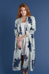 linen robe or kimono full length in navy and seamist print gidget