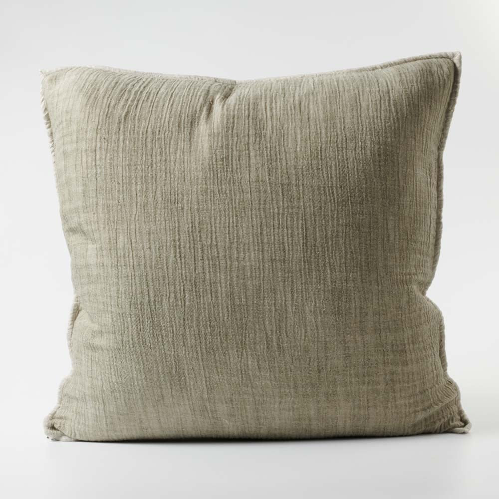 Sea Foam Linen/Cotton Cushion in Khaki