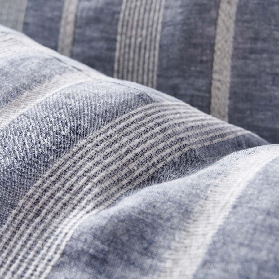 Promenad Linen Cushion in blue chambray with white stripe