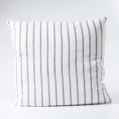 Sea Spray Linen Cushion in white with navy stripe