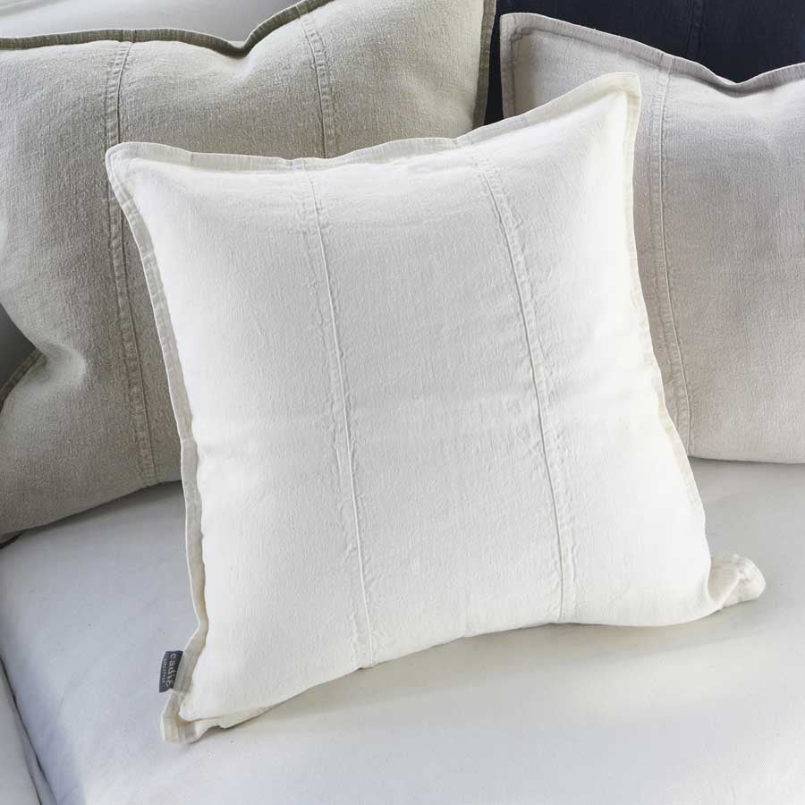 Luca Linen Outdoor Cushion - White