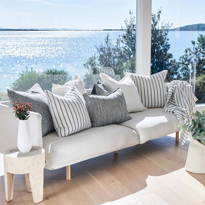 Sea Spray Linen/Cotton throw with Navy Stripe