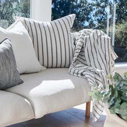 Sea Spray Linen/Cotton throw with Navy Stripe