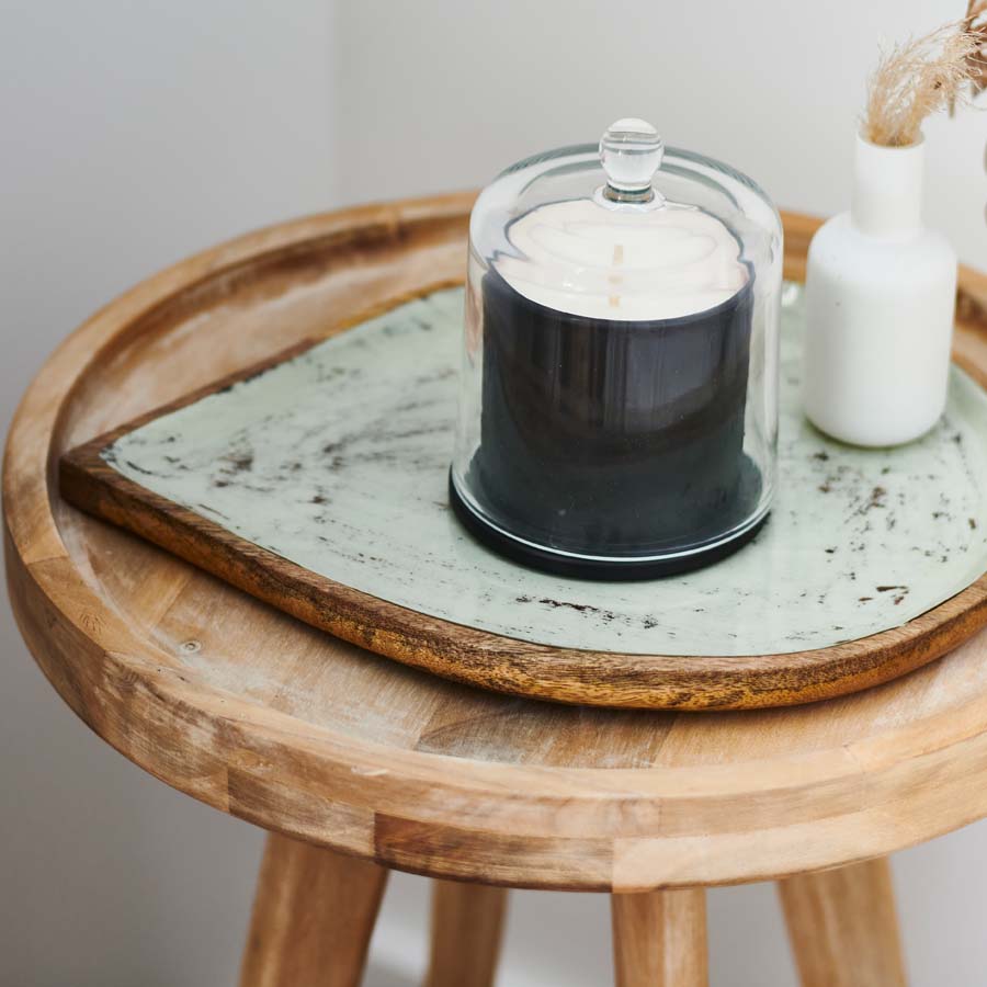 Mango wood and enamled tray set