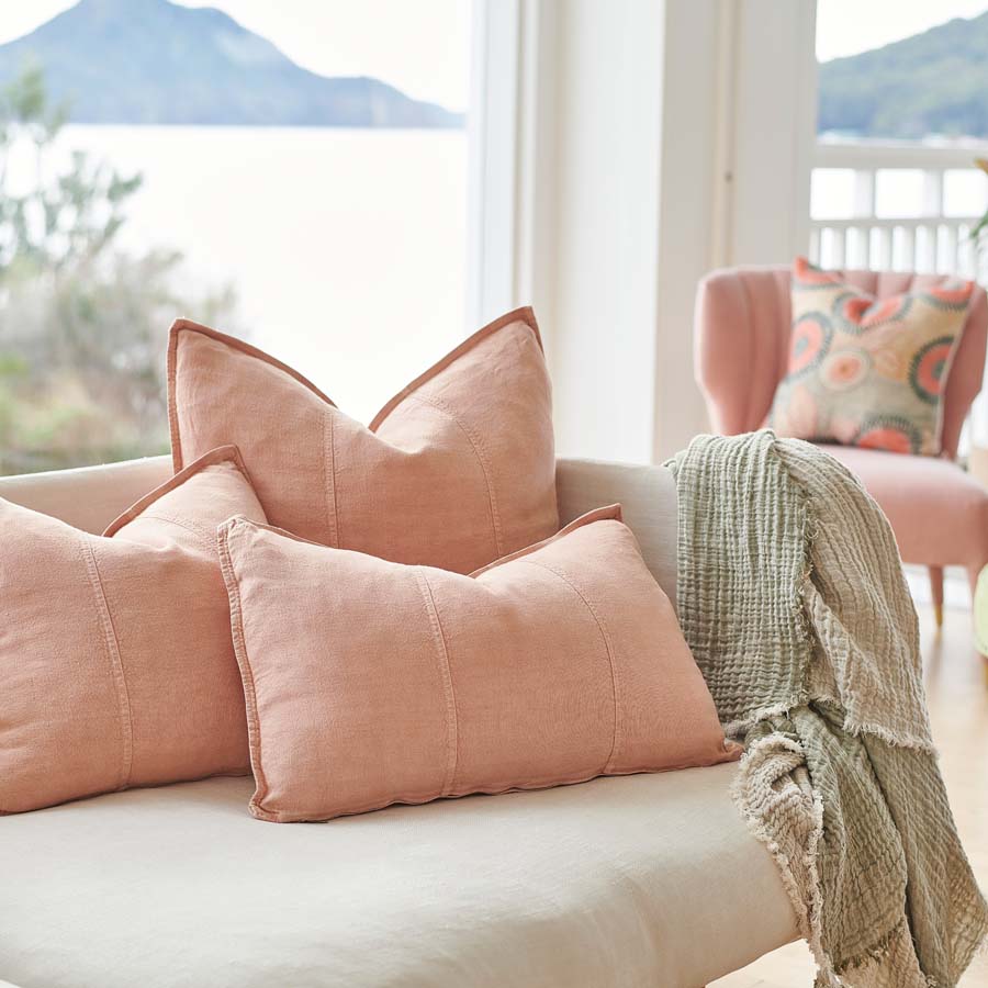 Luca Linen Cushion in rose dust