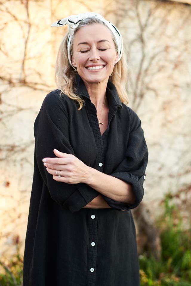 Linen Shirt Dress - Black