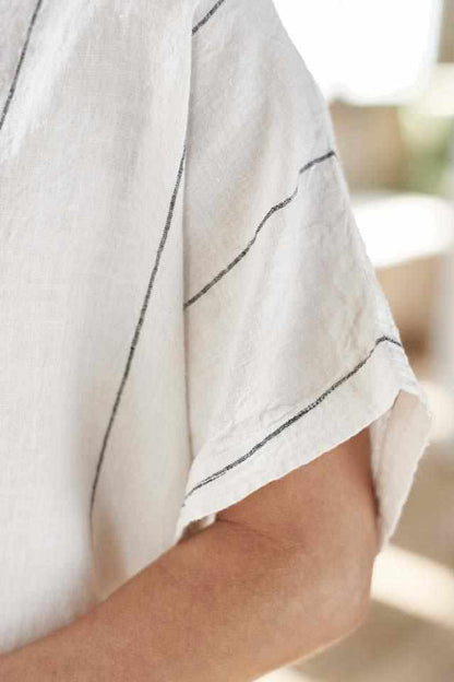 Sleeve detail on Carter Stripe Euro Linen Pocket Dress