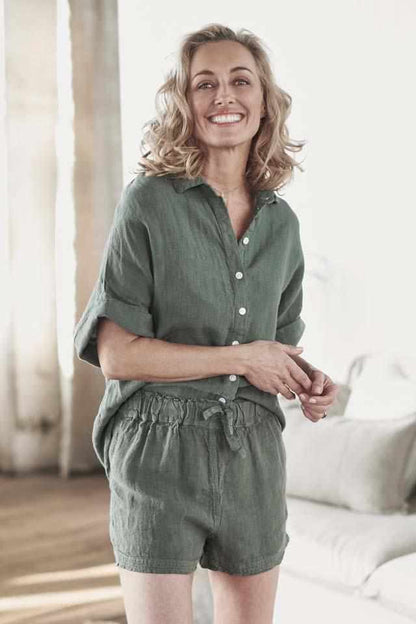 Euro Linen Khaki Shorts and Euro Linen Summer Shirt