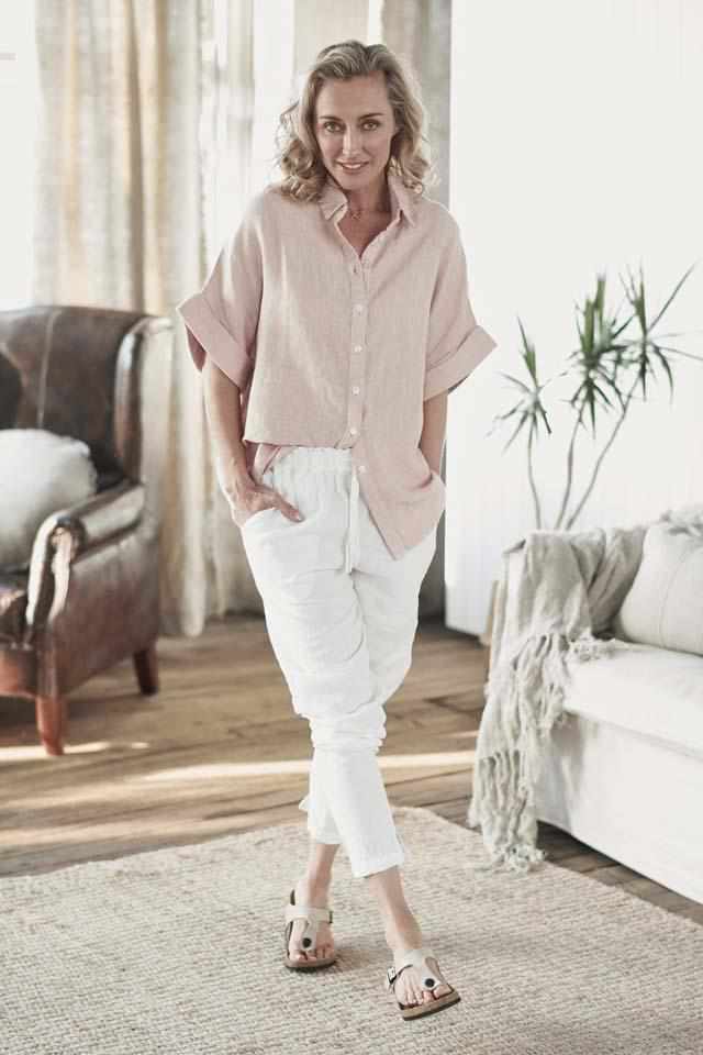 Euro Linen White Lounge Pant and Euro Linen Summer Shirt