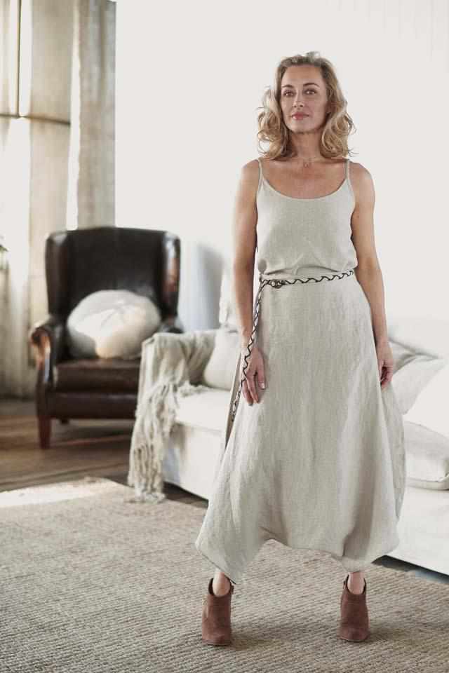 100% Euro Linen Culotte pant worn with the linen cami top