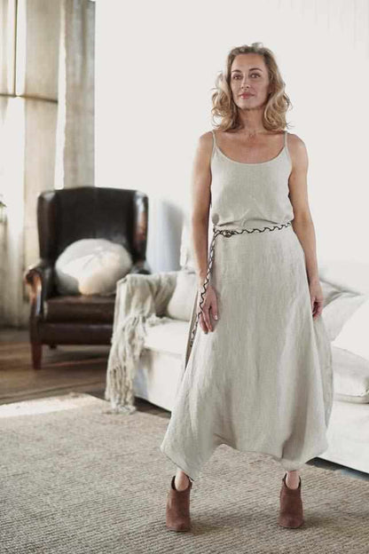 100% Euro Linen Culotte pant worn with the linen cami top