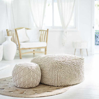 Gray Artisan Large Square Ottoman Cover Natural