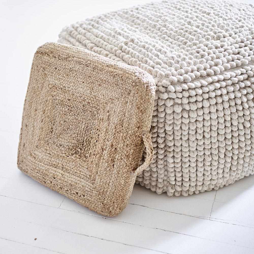 Rosy Brown Artisan Large Square Ottoman Cover Natural