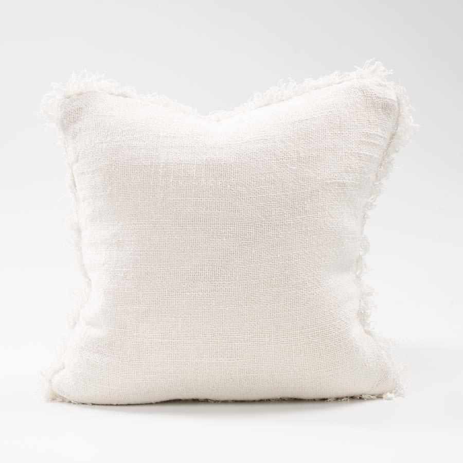 Ivory Bedouin Euro linen cushion with frayed edges and 100% feather filled insert