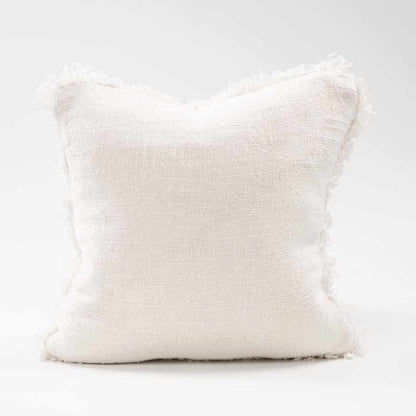 Ivory Bedouin Euro linen cushion with frayed edges and 100% feather filled insert