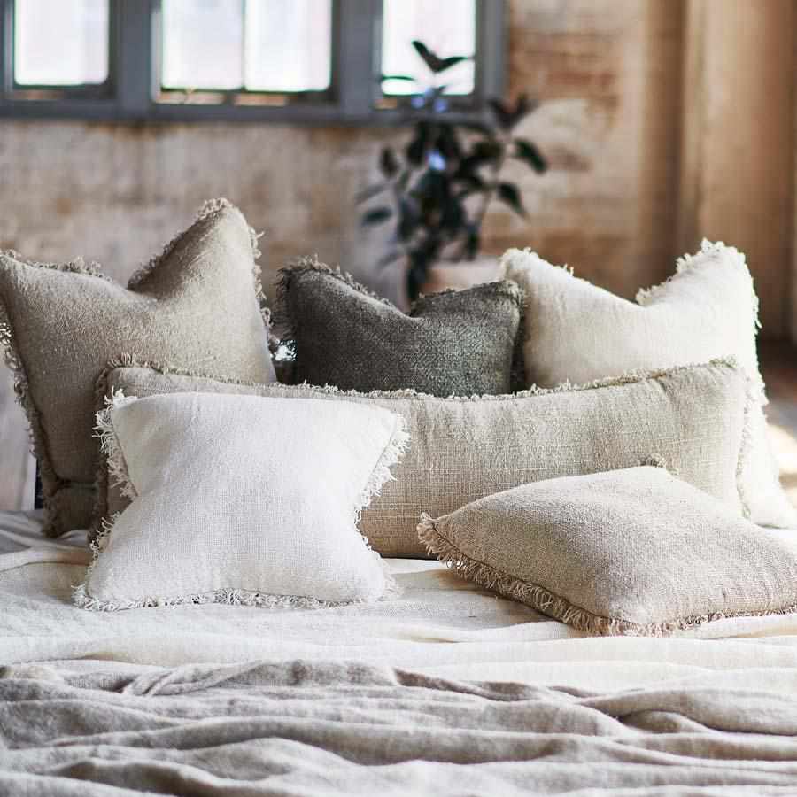 Natural Bedouin Euro linen cushion  collection with frayed edges 