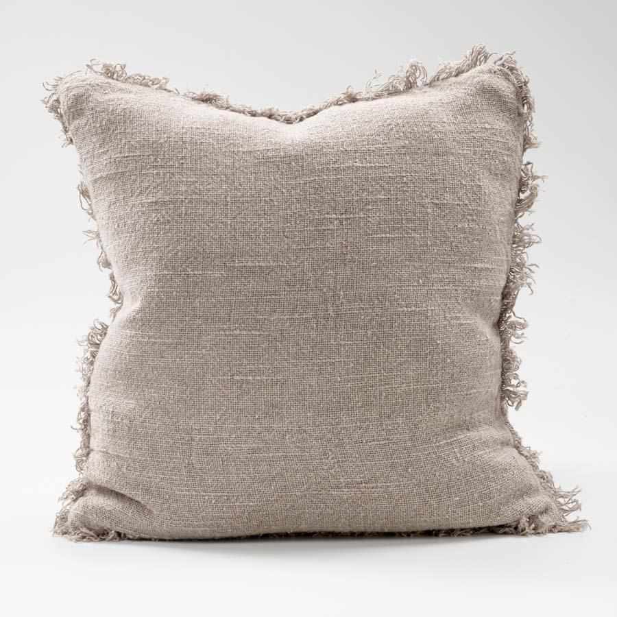 Natural Bedouin Euro linen cushion  with frayed edges and 100% feather filled insert
