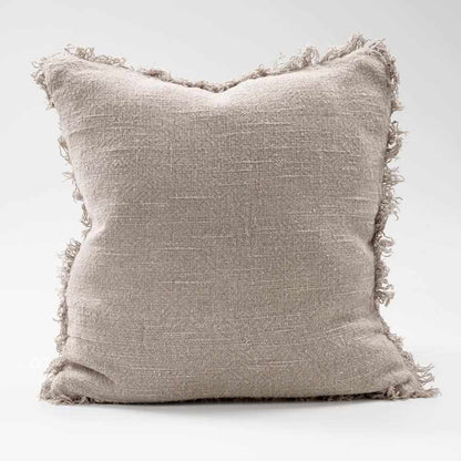 Natural Bedouin Euro linen cushion  with frayed edges and 100% feather filled insert