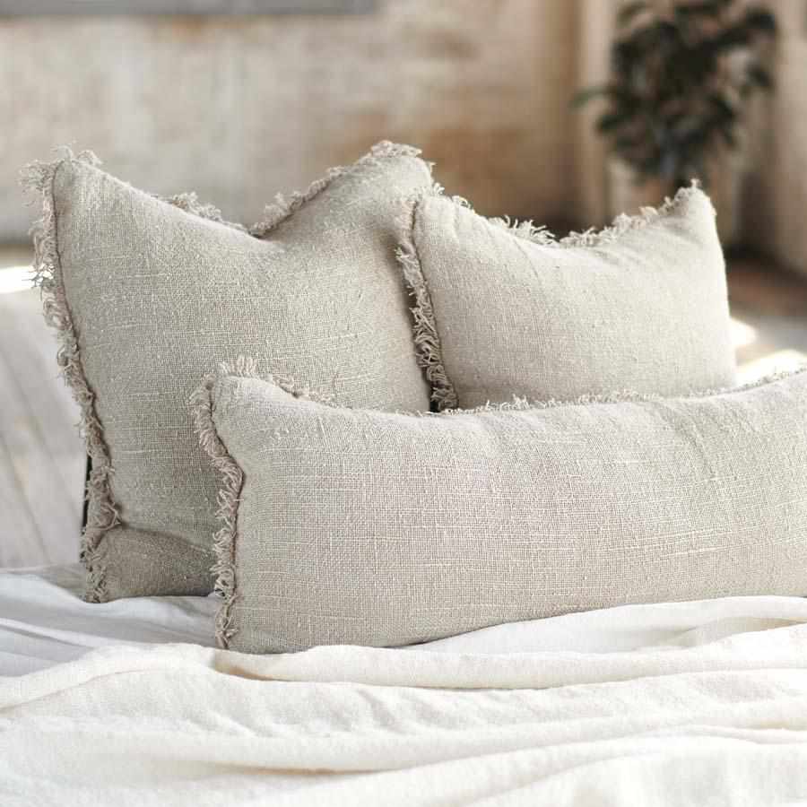 Natural Bedouin Euro linen cushion  collection with frayed edges 