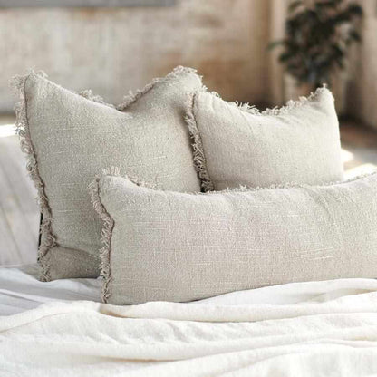 Natural Bedouin Euro linen cushion  collection with frayed edges 