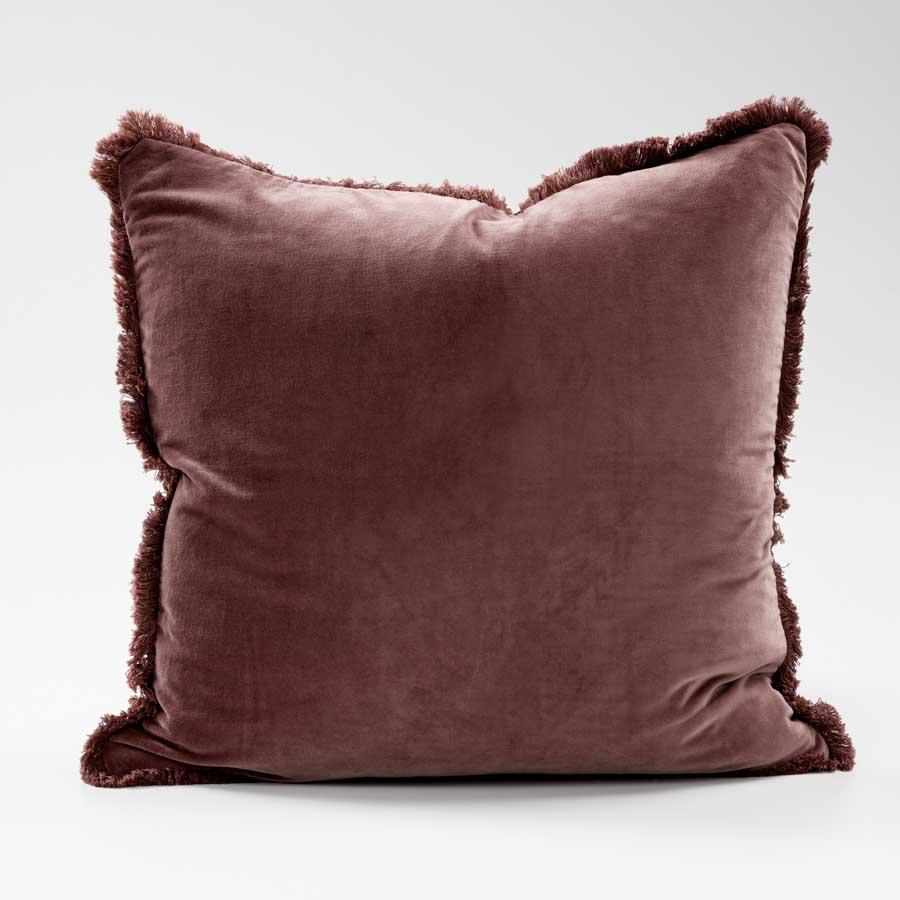 Lynette Boho Velvet Cushion in Preonze with feather filled insert
