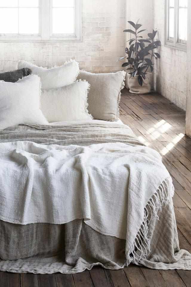 All Natural Ivory Bedouin Linen Bed Throw