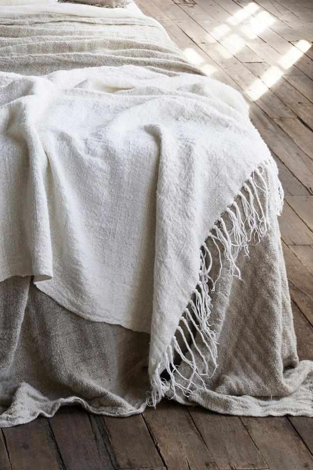 All Natural Ivory Bedouin Linen Bed Throw