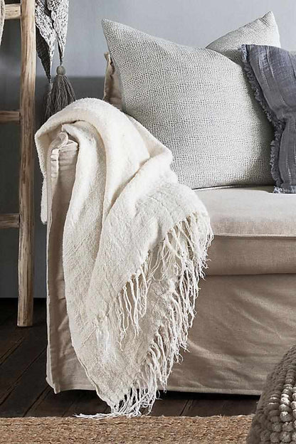 All Natural Ivory Bedouin Linen Bed Throw