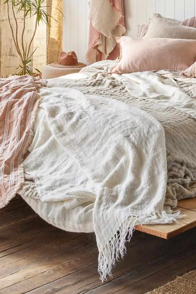 All Natural Ivory Bedouin Linen Bed Throw