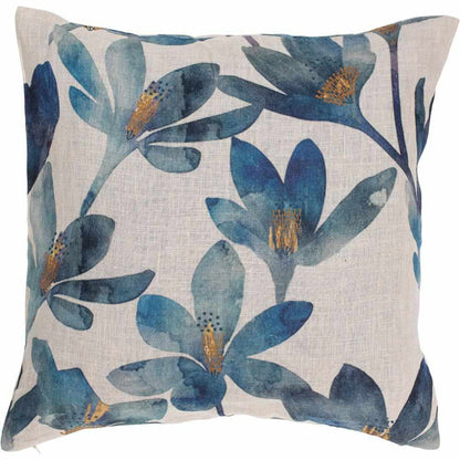 Gray Tulip Linen Cushion Blue Floral / Small Square: 50x50cm,Blue Floral / Large Square: 60x60cm