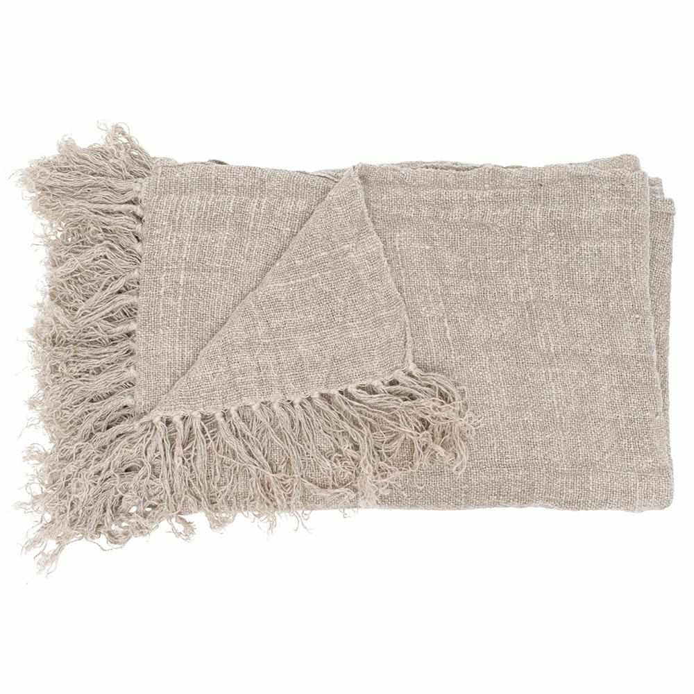 Gray Bedouin Linen Throw Natural / Rectangle: 200x140cm