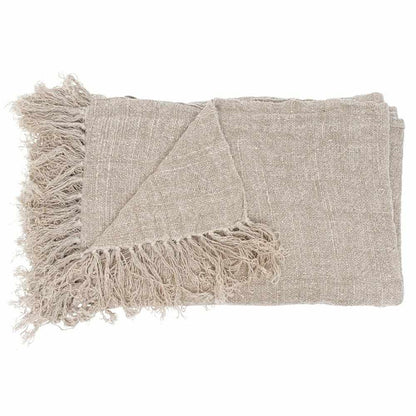 Gray Bedouin Linen Throw Natural / Rectangle: 200x140cm