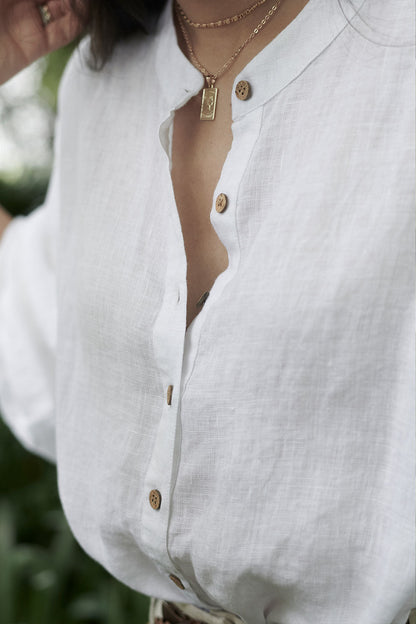 The Allegra Linen Blouse - White
