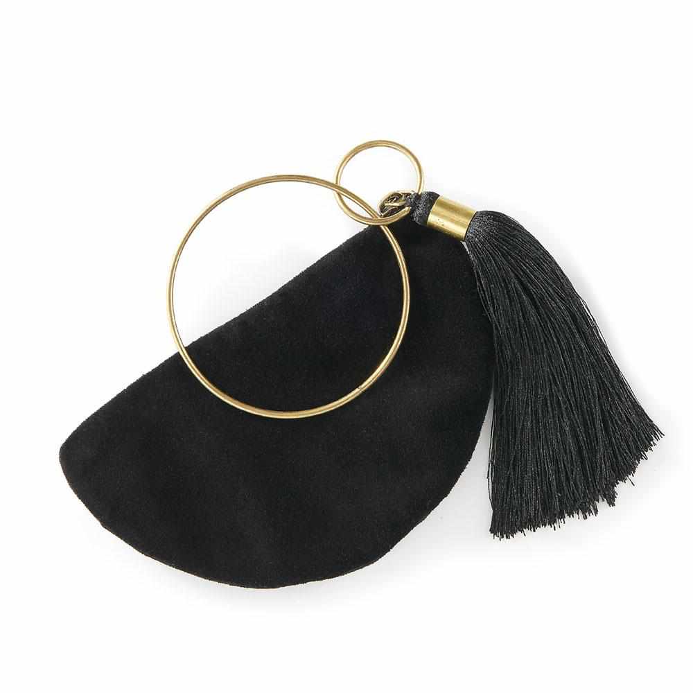 Black Velvet Bangle Purse - Black Black
