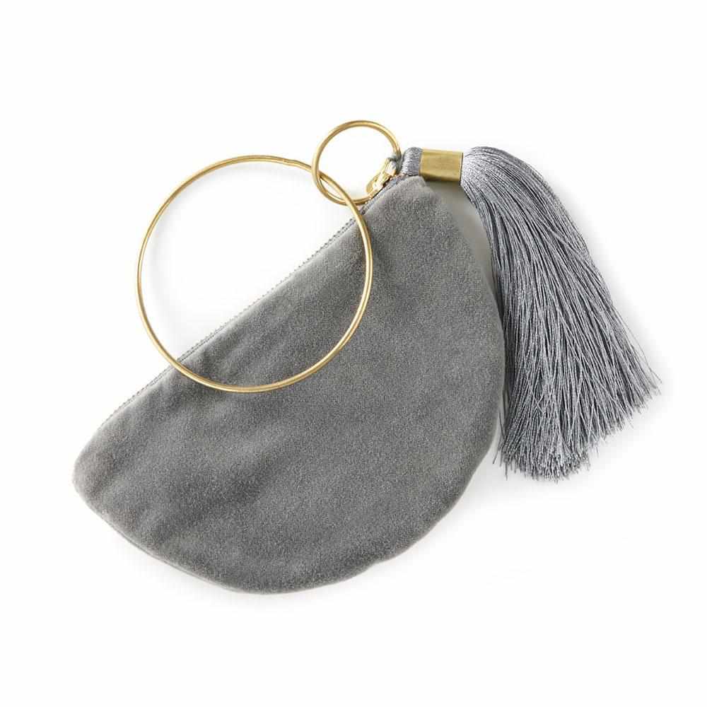 Dim Gray Velvet Bangle Purse - Slate Slate