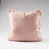 hand woven linen cushion in musk pink with fringing