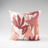 linen cushion with folral print in pinks; rose dust, desert rose, musk, apricot and white