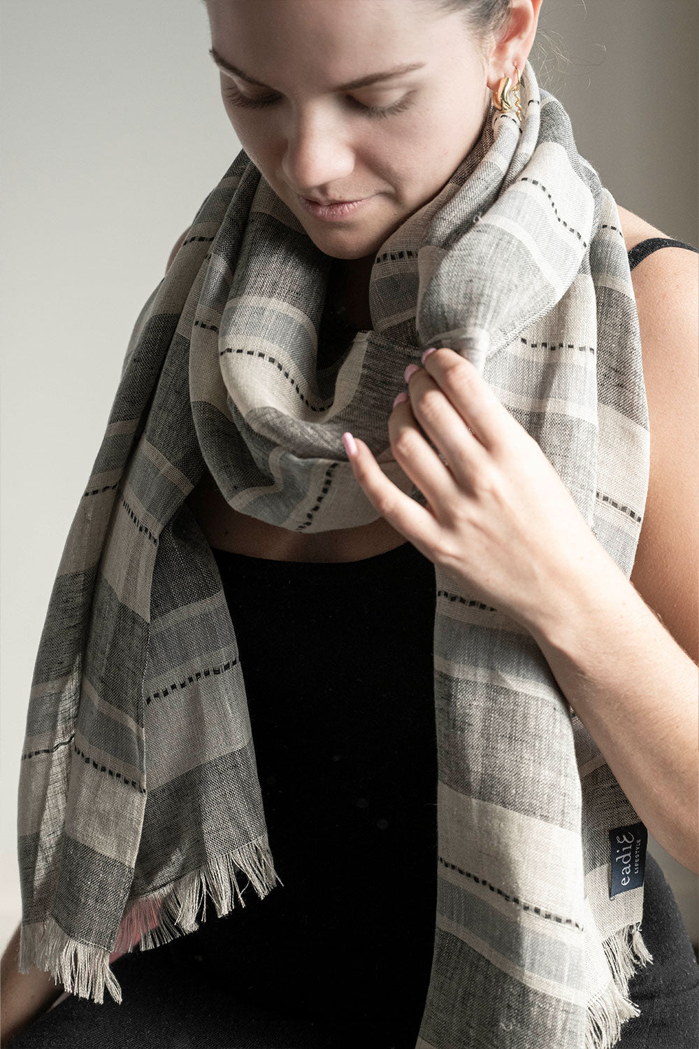 Camisa Linen Scarf with Frayed Edge