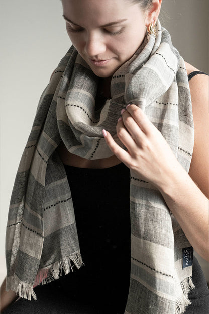 Camisa Linen Scarf with Frayed Edge