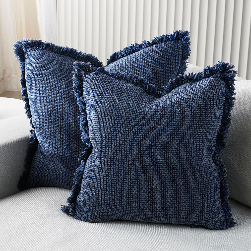 Eadie Lifestyle Chelsea Cushion in Navy on sofa