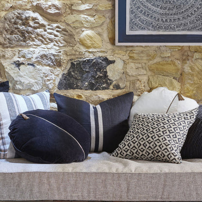 Eadie Lifestyle Black Circlyn Velvet Cushion on sofa