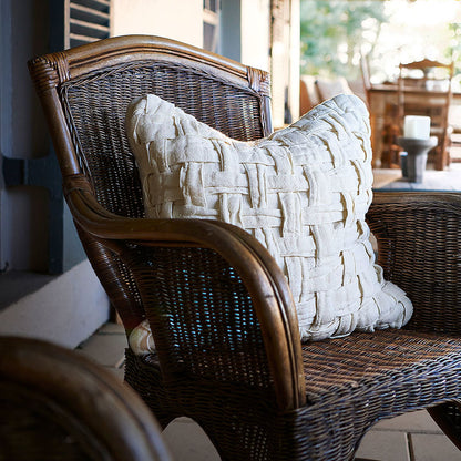 Crosier handwoven linen cushion - White