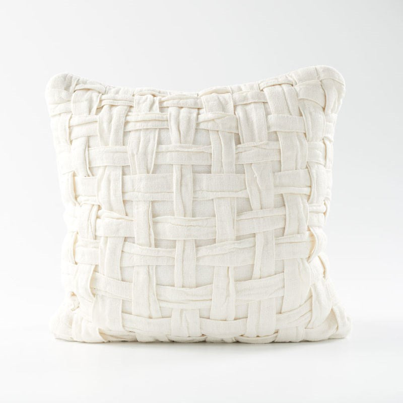 Crosier handwoven linen cushion - White