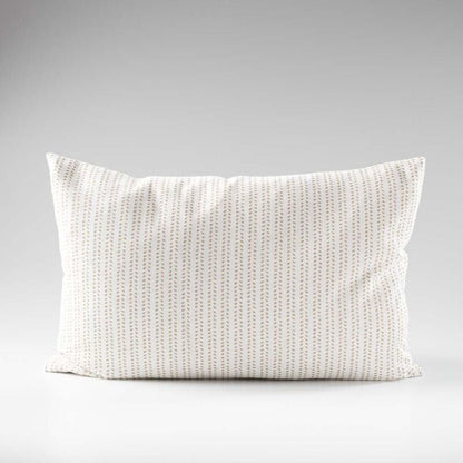 100% linen cushion in white and natural small leaf pattern repeat